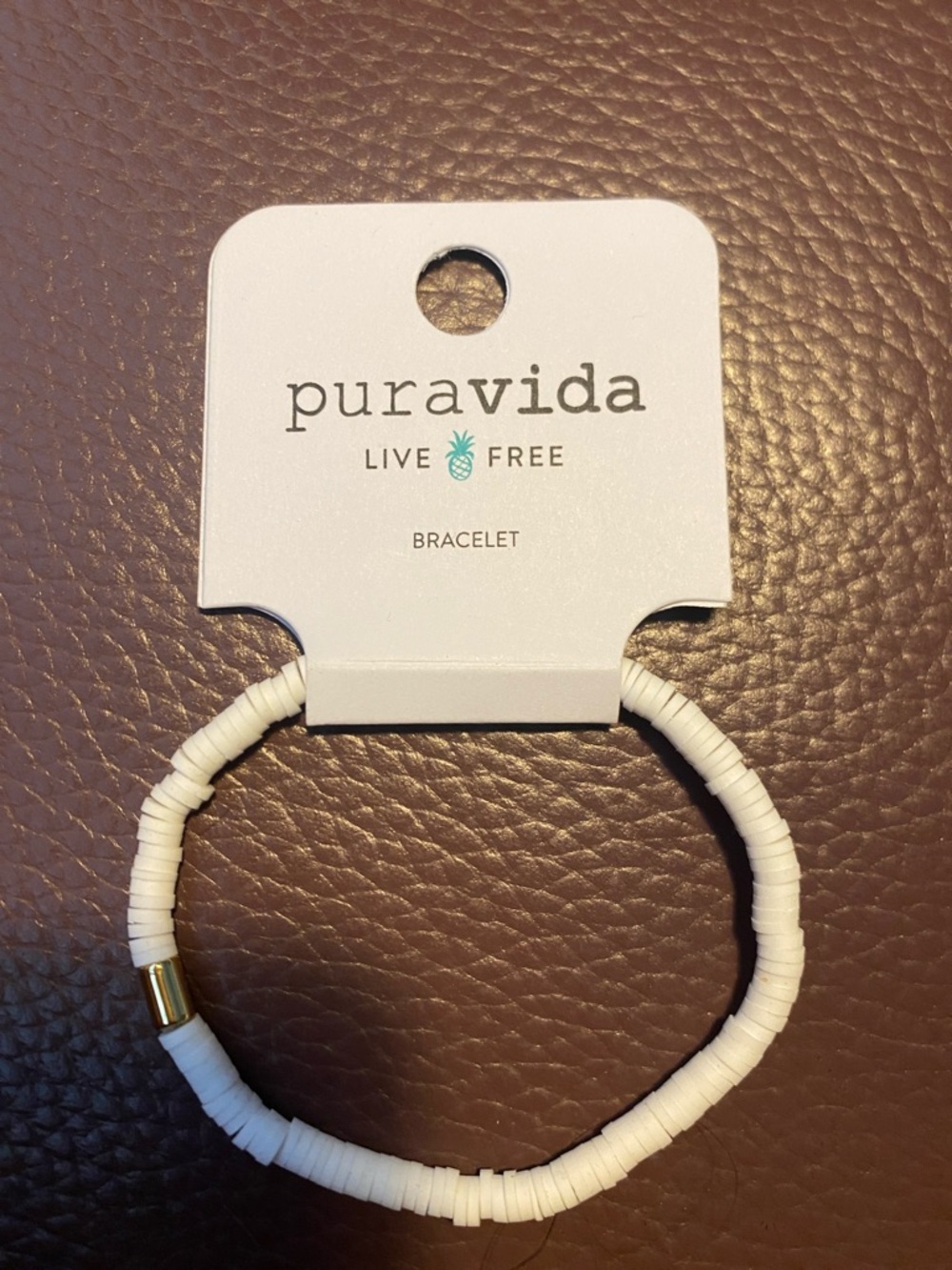 Pura Vida white Vinyl Disc Stretch Bracelet